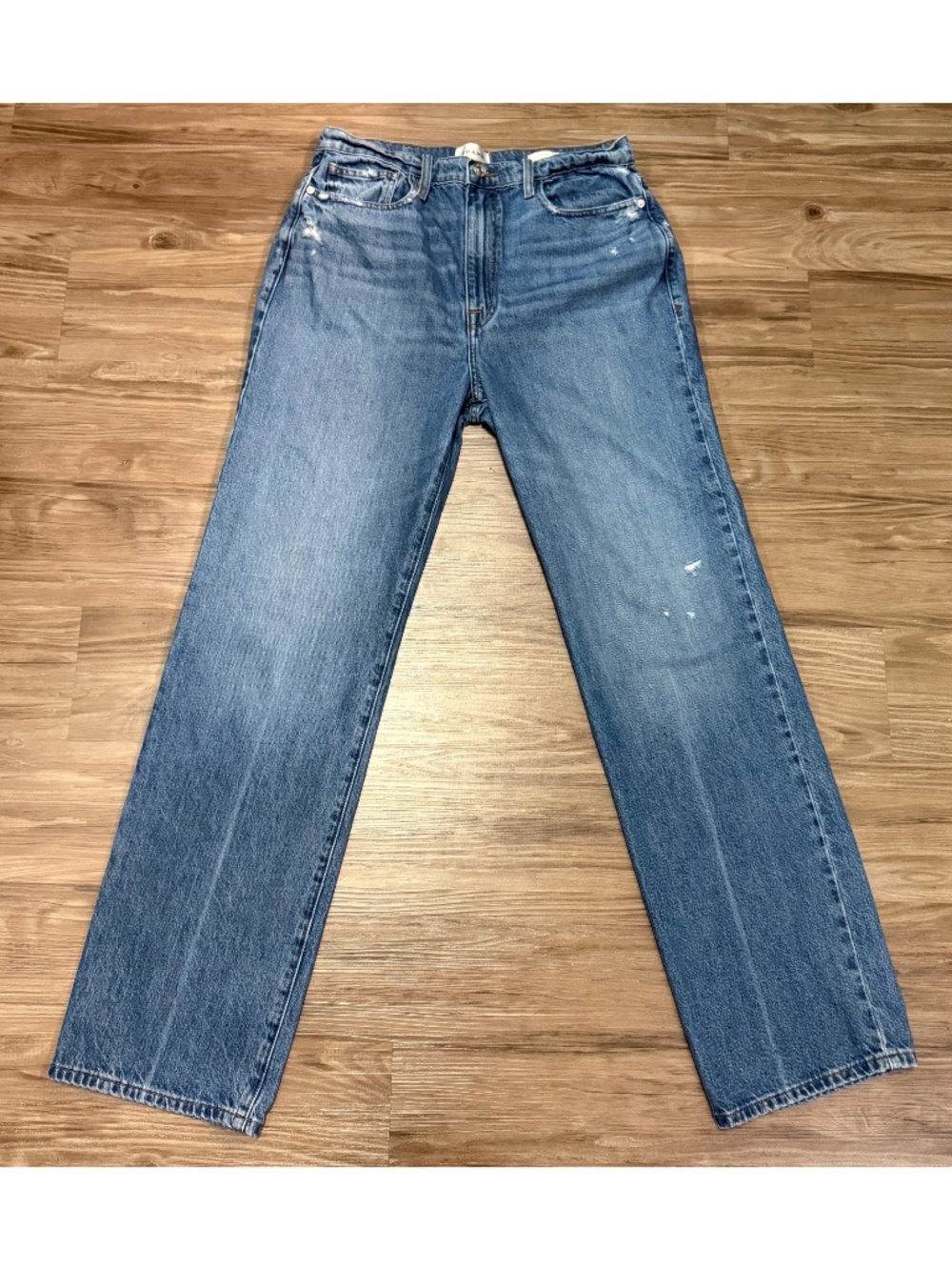 FRAME Le Jane High Rise Straight Leg Jeans Mariner Sz 30 $288 Retail - Picture 2 of 12